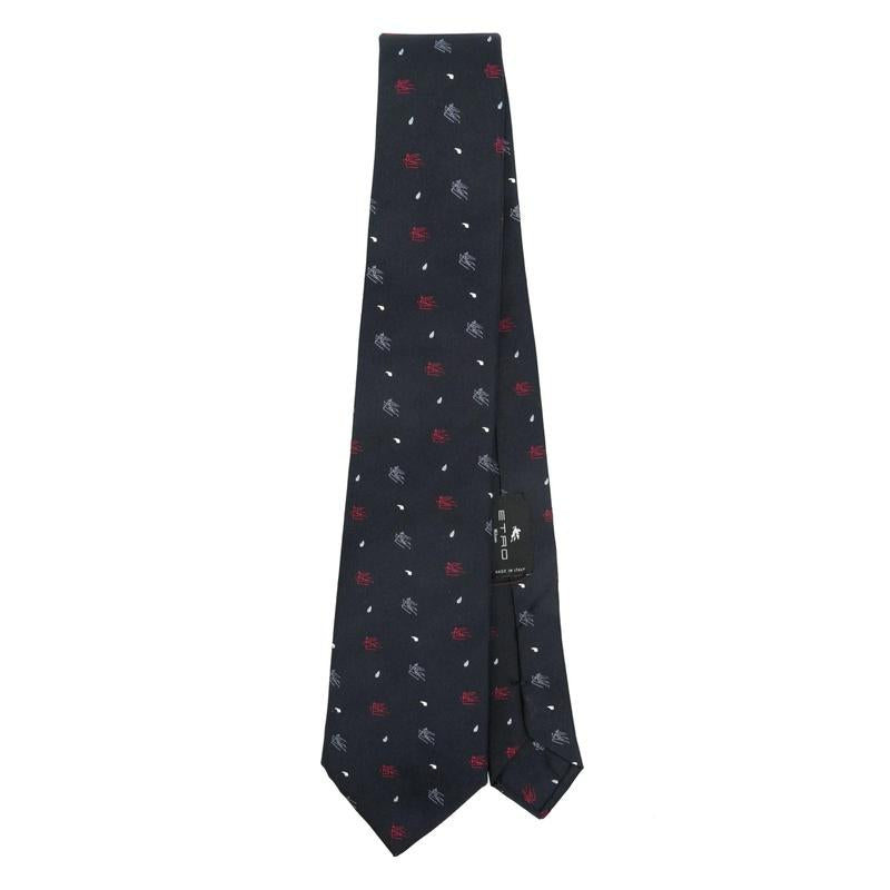 Etro Pegaso Silk Tie Navy
