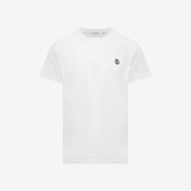 BURBERRY Monogram Logo Embroidered Short Sleeve T-Shirt White Men