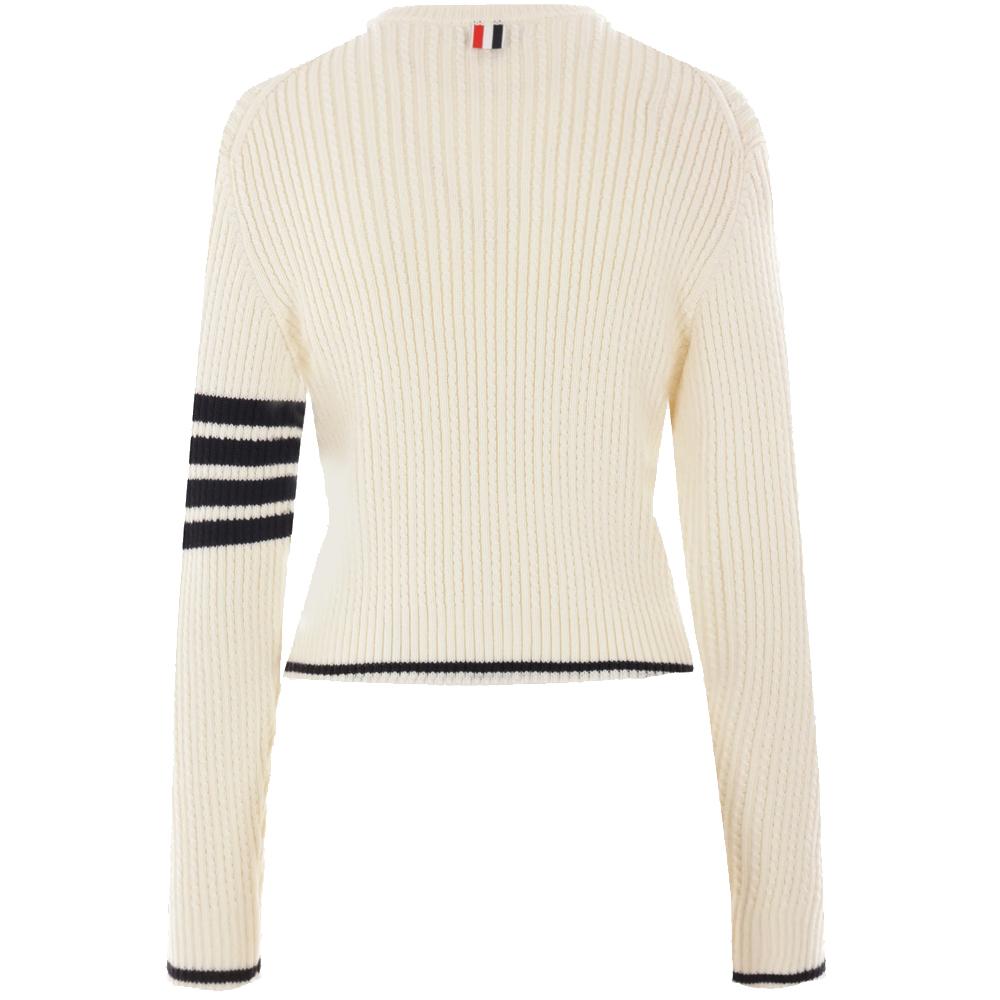 THOM BROWNE Women’s 4-Bar Baby Cable Knit Sweater White