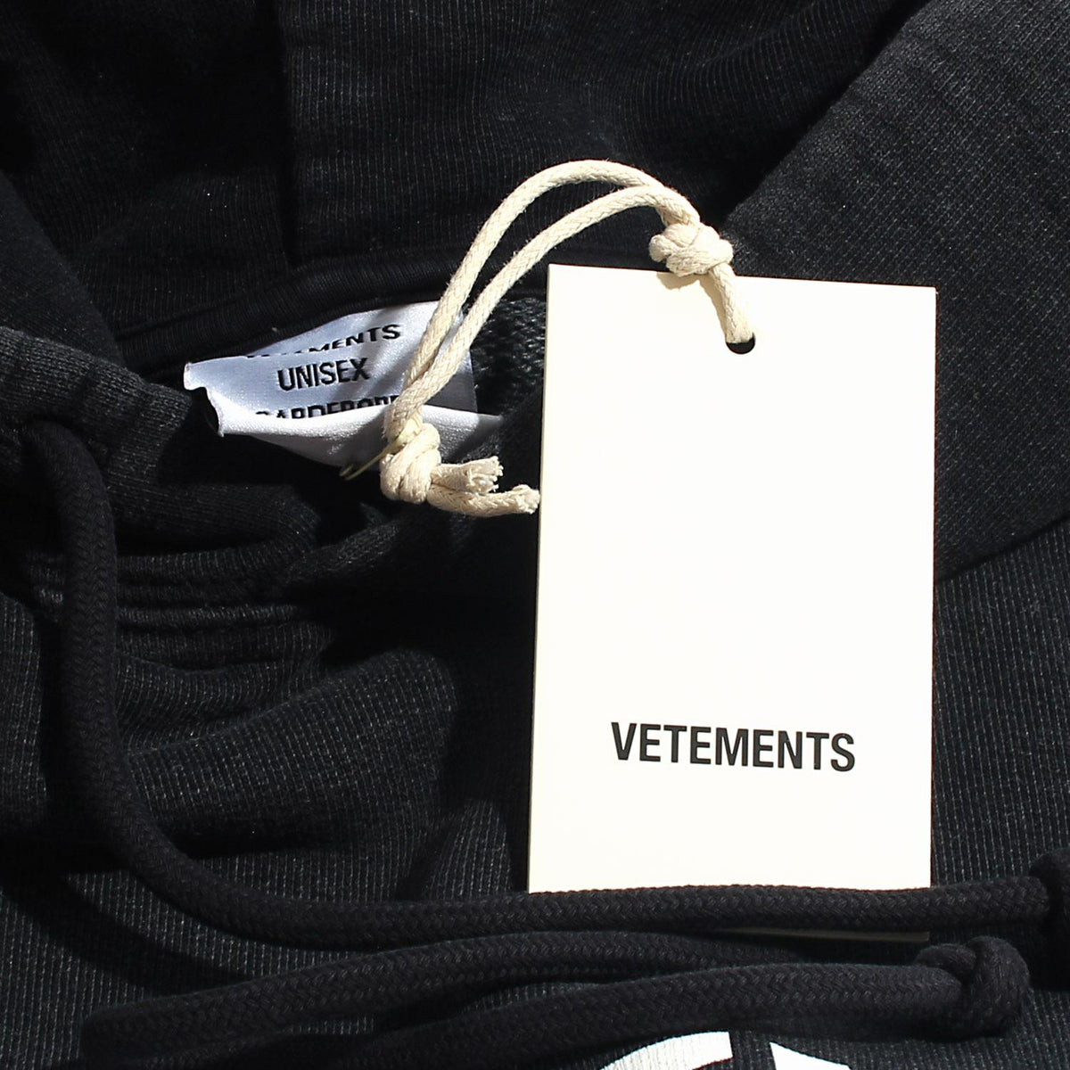 Vetements Men's Oversized Logo Washed Black Hoodie UE54HD220B