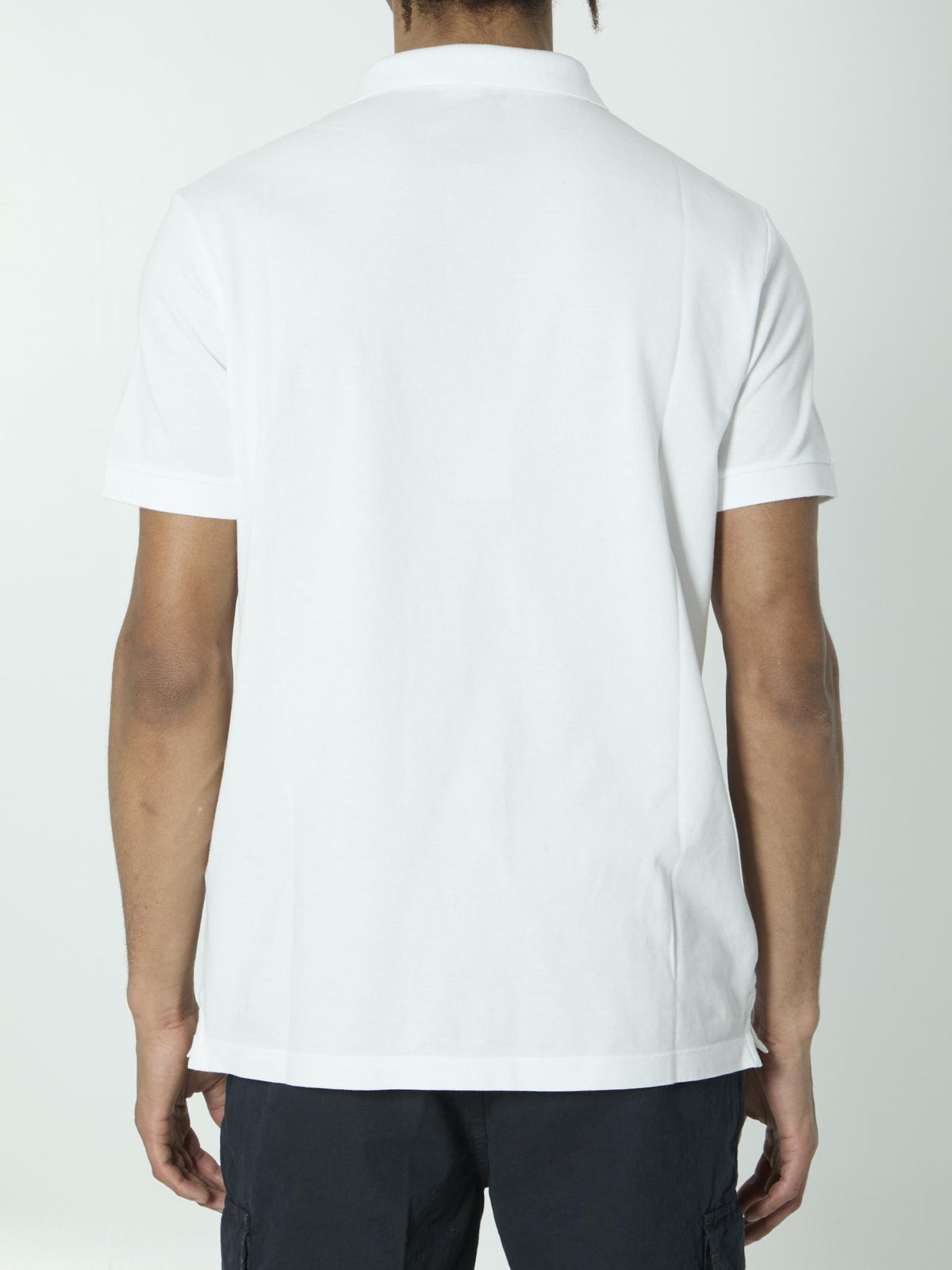 STONE ISLAND White Cotton Short Sleeve Polo Shirt