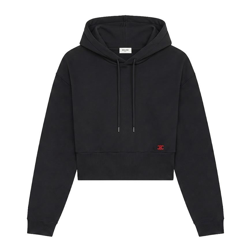 CELINE Women’s Cotton Fleece Cropped Hoodie