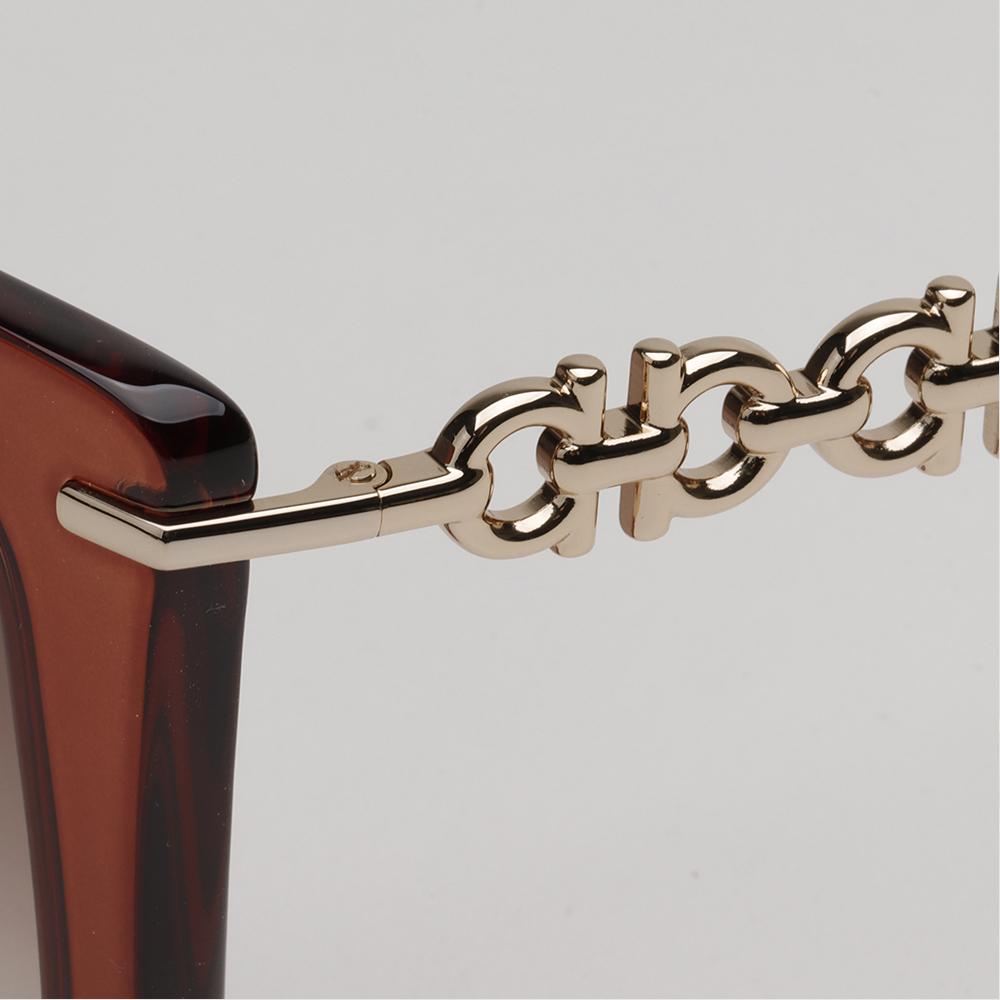 Ferragamo Black Acetate Oversized Sunglasses with Gold Accents SF1041S 232