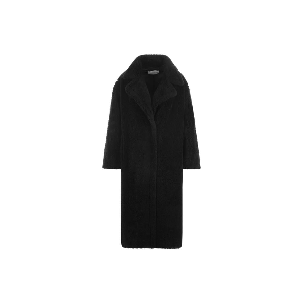STAND STUDIO Black Faux Fur Teddy Long Coat 61122 9040 89900