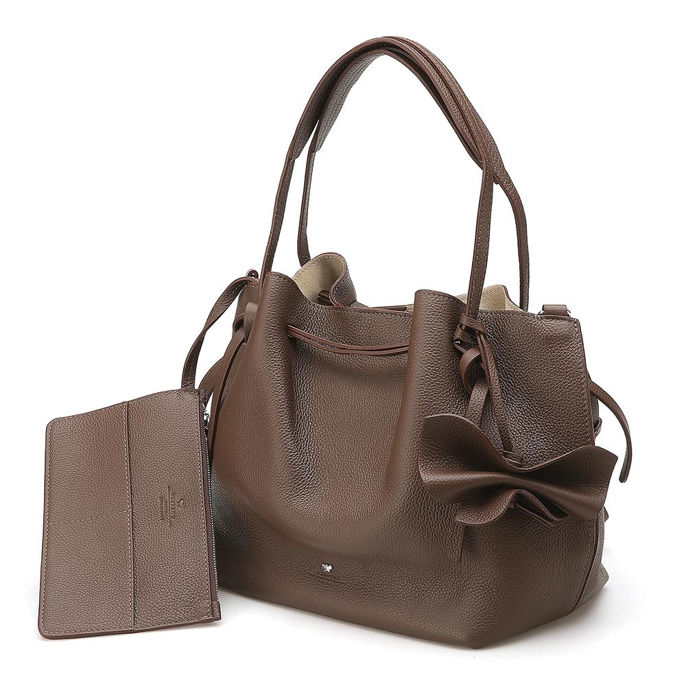 Max Mara Weekend SAVIO Leather Bucket Bag Brown Crossbody