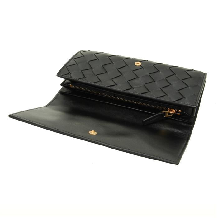 Bottega Veneta Intrecciato Leather Large Flap Long Wallet Brown