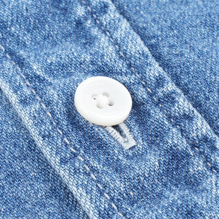 CELINE Triomphe Patch Pocket Denim Crop Shirt