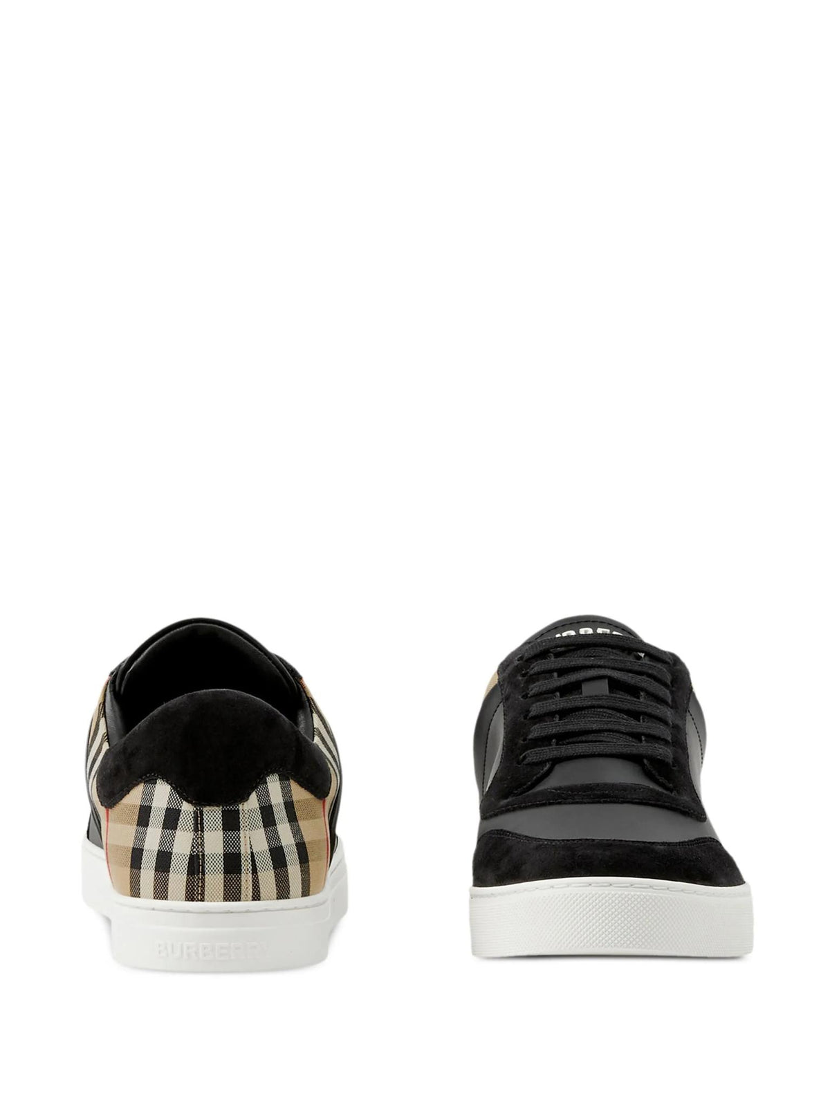 BURBERRY Black Leather Low-Top Sneakers