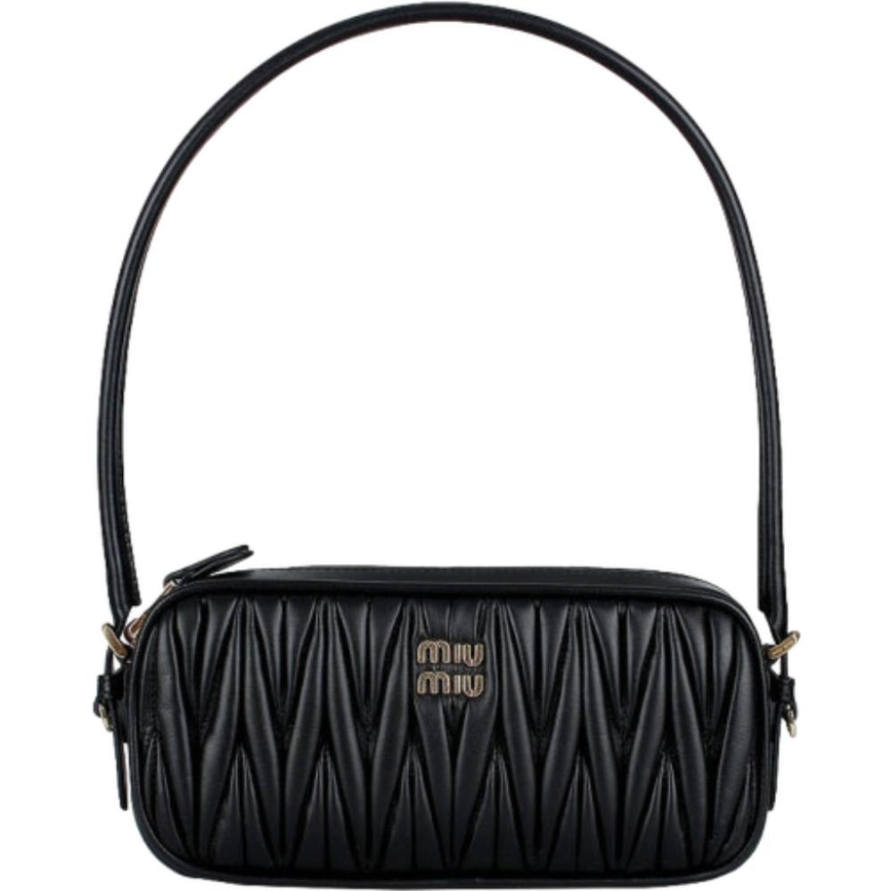 Miu Miu Matelassé Nappa Leather Pouch Shoulder Bag Black 5NE024 AFPP F0002