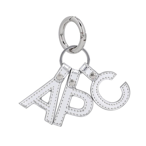 A.P.C. Logo Keyring PUACB Keychain F63656 RAB ARGENT