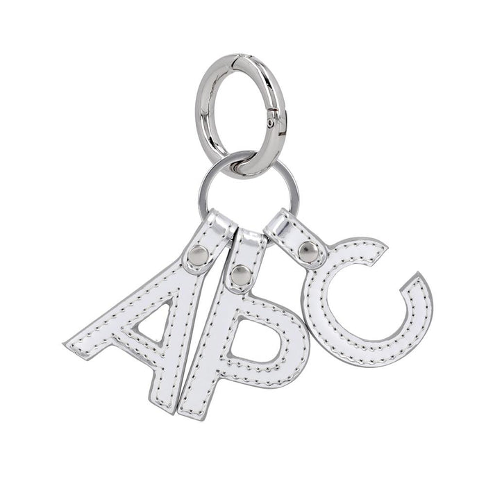 A.P.C. Logo Keyring PUACB Keychain F63656 RAB ARGENT