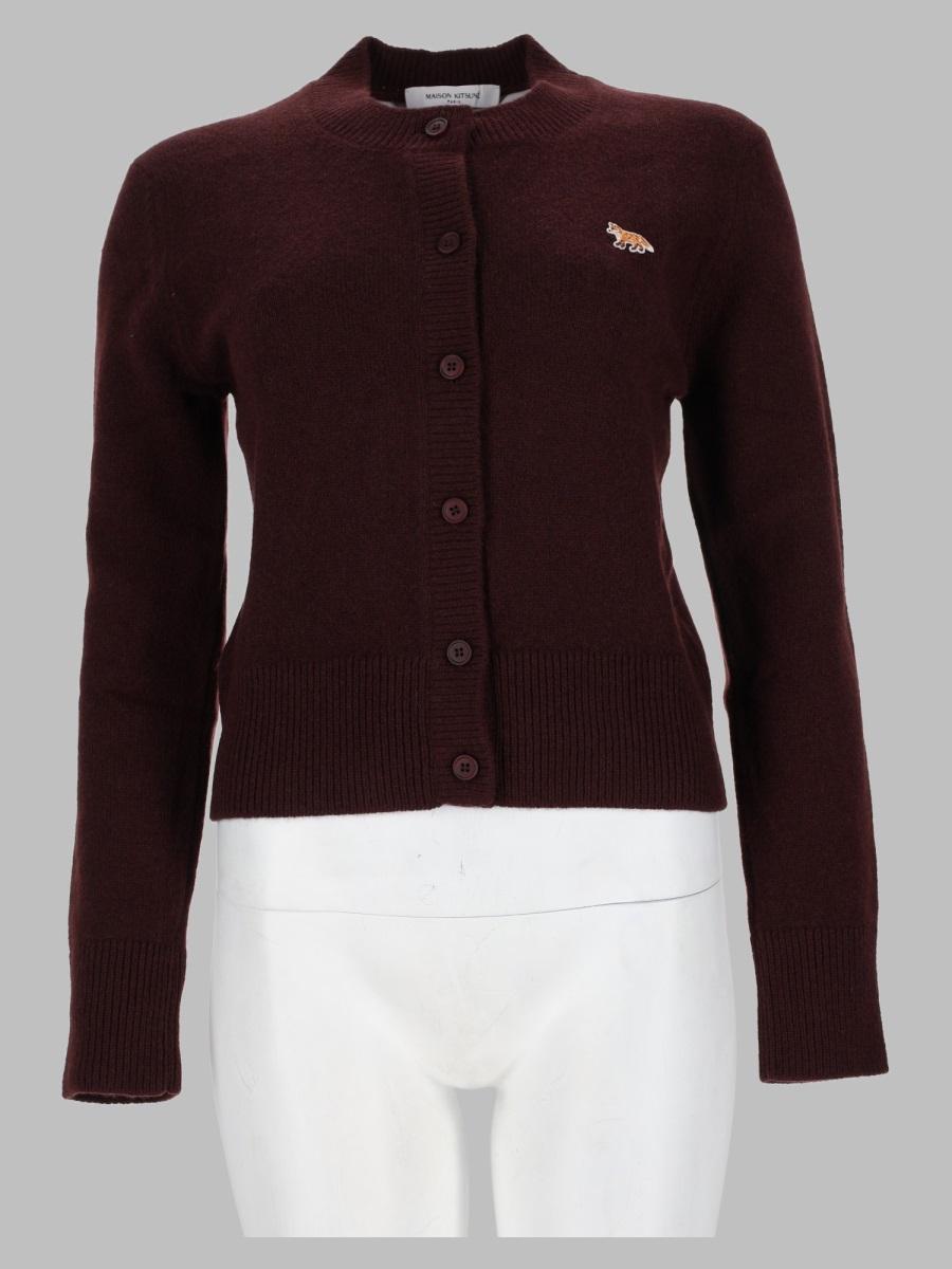 Maison Kitsune Wool Blend Button-Up Cardigan Beige Women’s