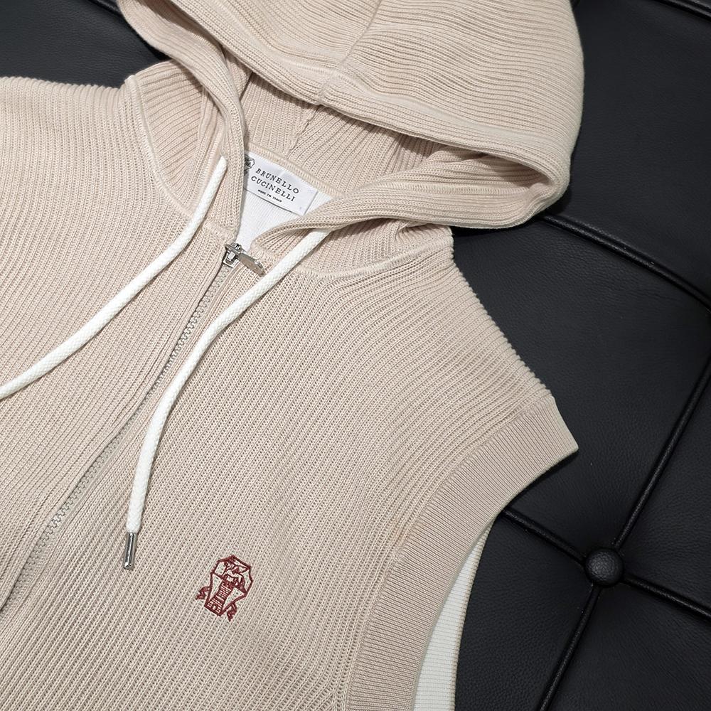 Brunello Cucinelli Cotton English Rib Knit Zip Hoodie Vest Joggers Set