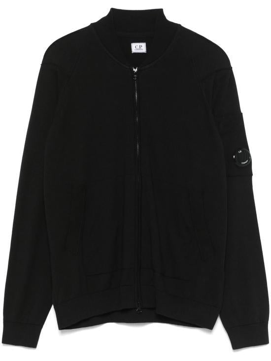 CP Company Black Zip-Up Knit Sweater for Men