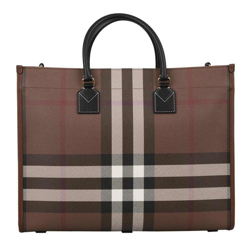 BURBERRY Freya Medium Canvas and Leather Tote Bag A9011