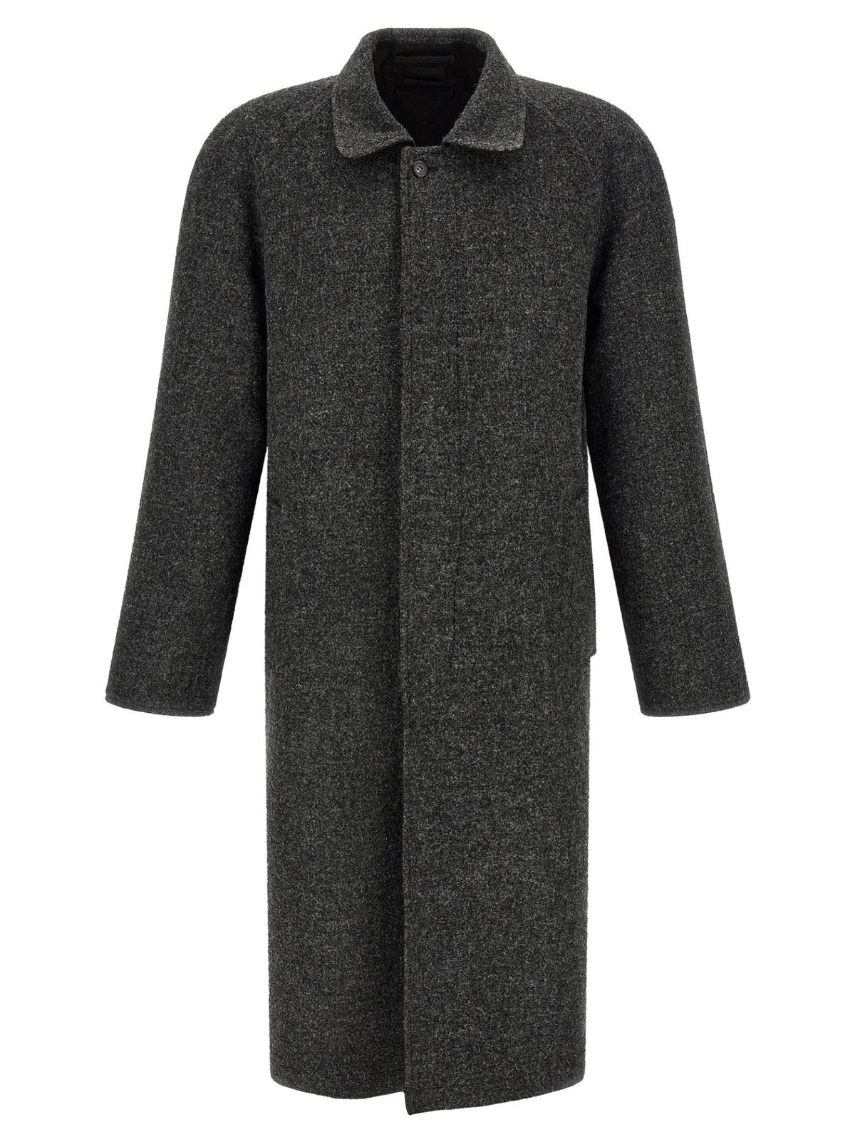 PRADA Black Wool Blend Long Coat for Men