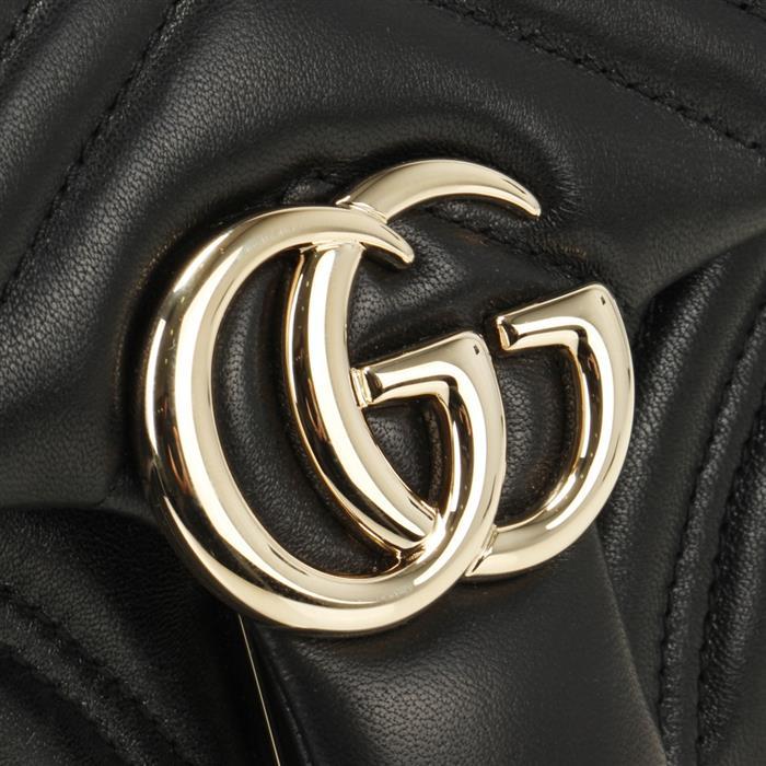 GUCCI GG Marmont Small Shoulder Bag Black Leather