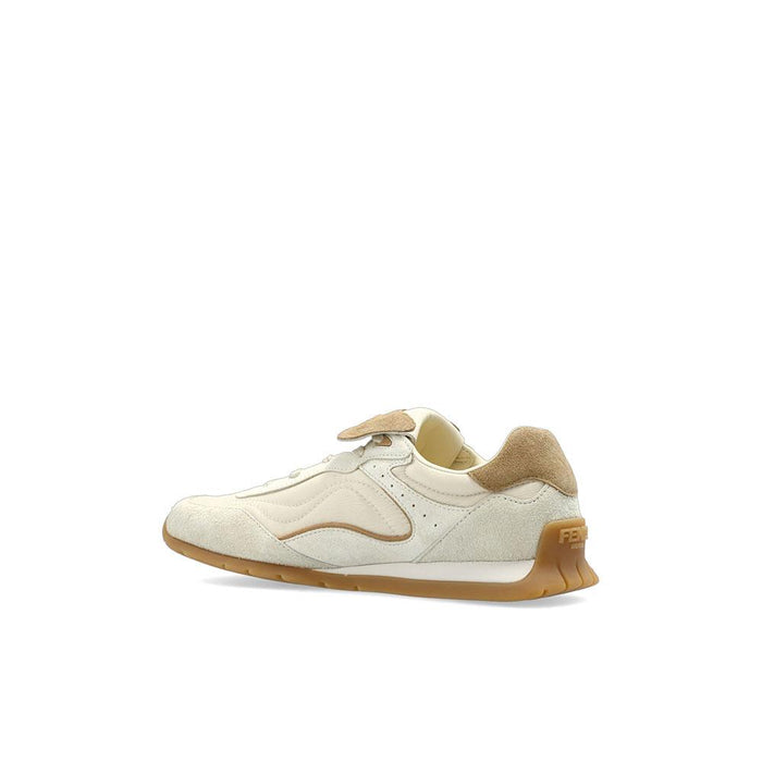 FENDI Wave Pulse Leather Low-Top Sneakers Women White/Black