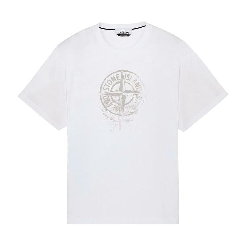 STONE ISLAND Logo Print Short Sleeve T-Shirt for Men White