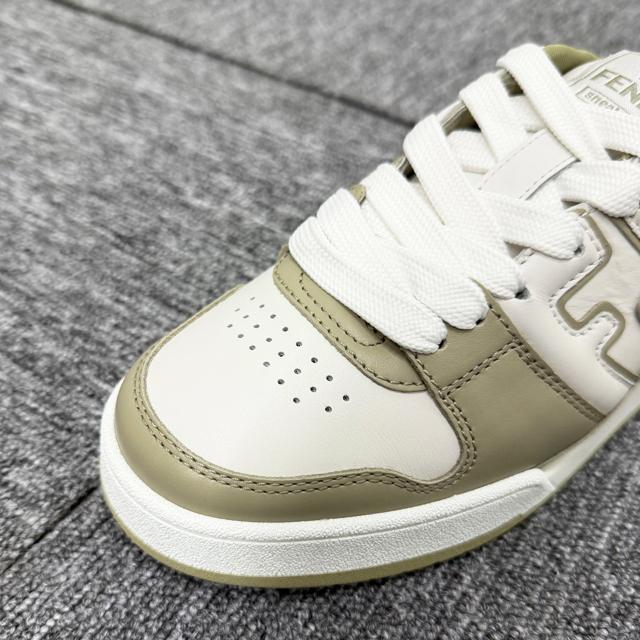 FENDI Logo Lettering Match Low-Top Sneakers White Leather Unisex