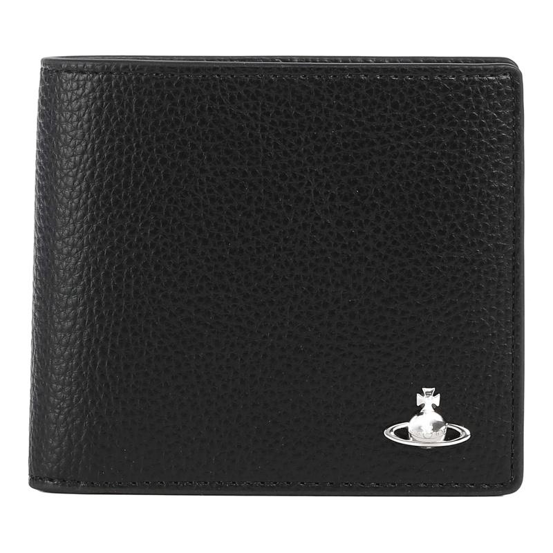 Vivienne Westwood Black Leather Coin Pocket Bifold Wallet
