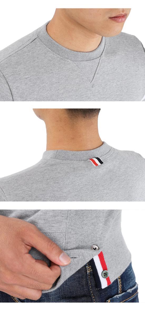 THOM BROWNE Logo Patch Engineered 4-Bar Crewneck Sweatshirt Gray