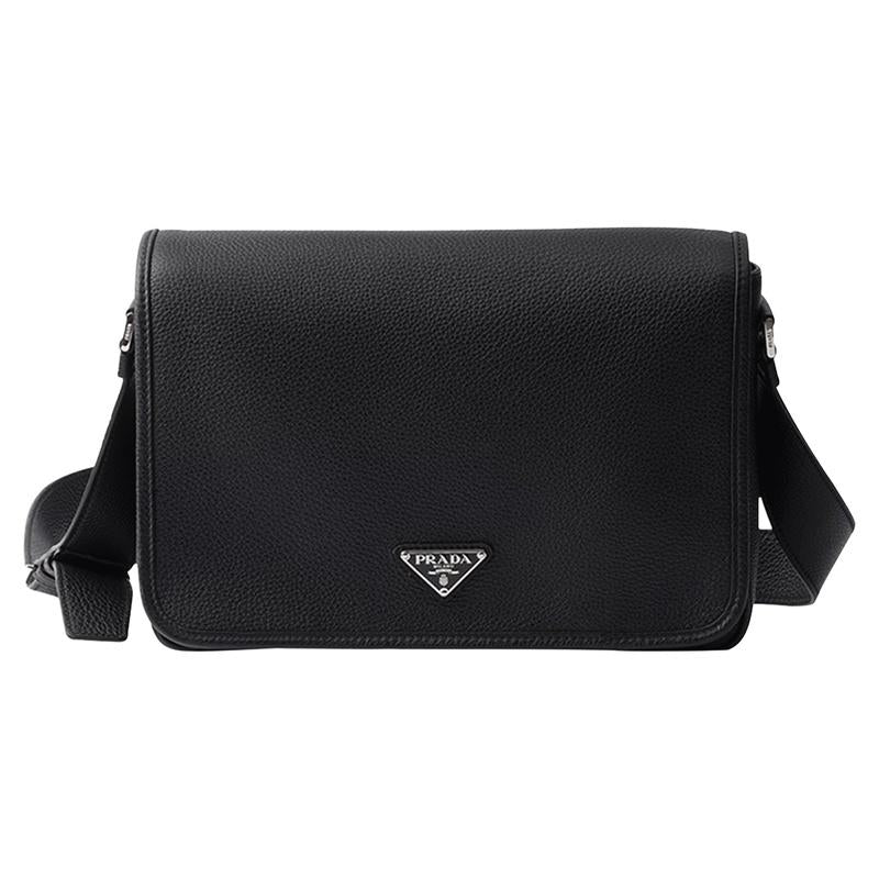 PRADA Triangle Logo Crossbody Bag Black