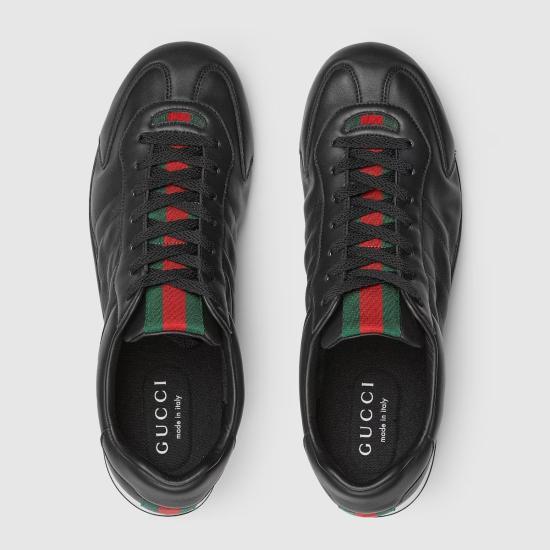 GUCCI Black Leather Low-Top Sneakers 857018 AAFUH 1086