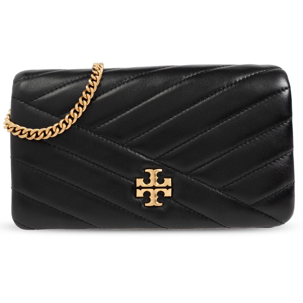 Tory Burch Kira Chevron Chain Wallet Crossbody Bag Black Leather