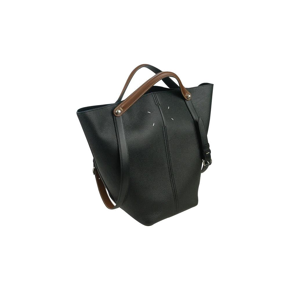 Maison Margiela Dress Age Medium Tote Bag Black Leather