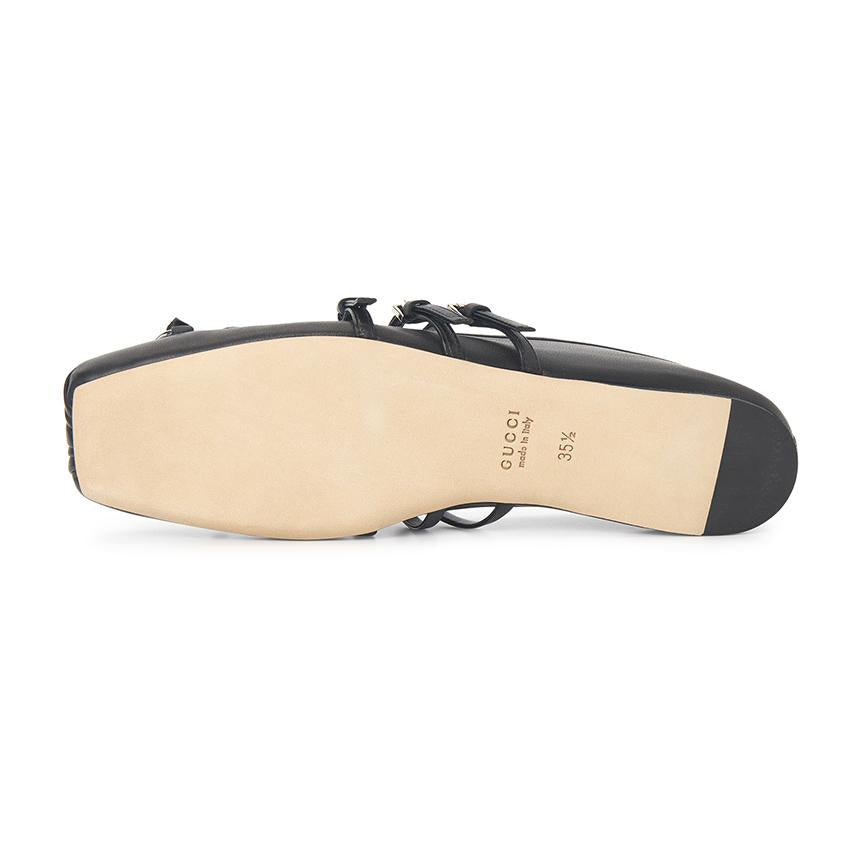 GUCCI Horsebit Leather Flats Black Women’s Flat Shoes