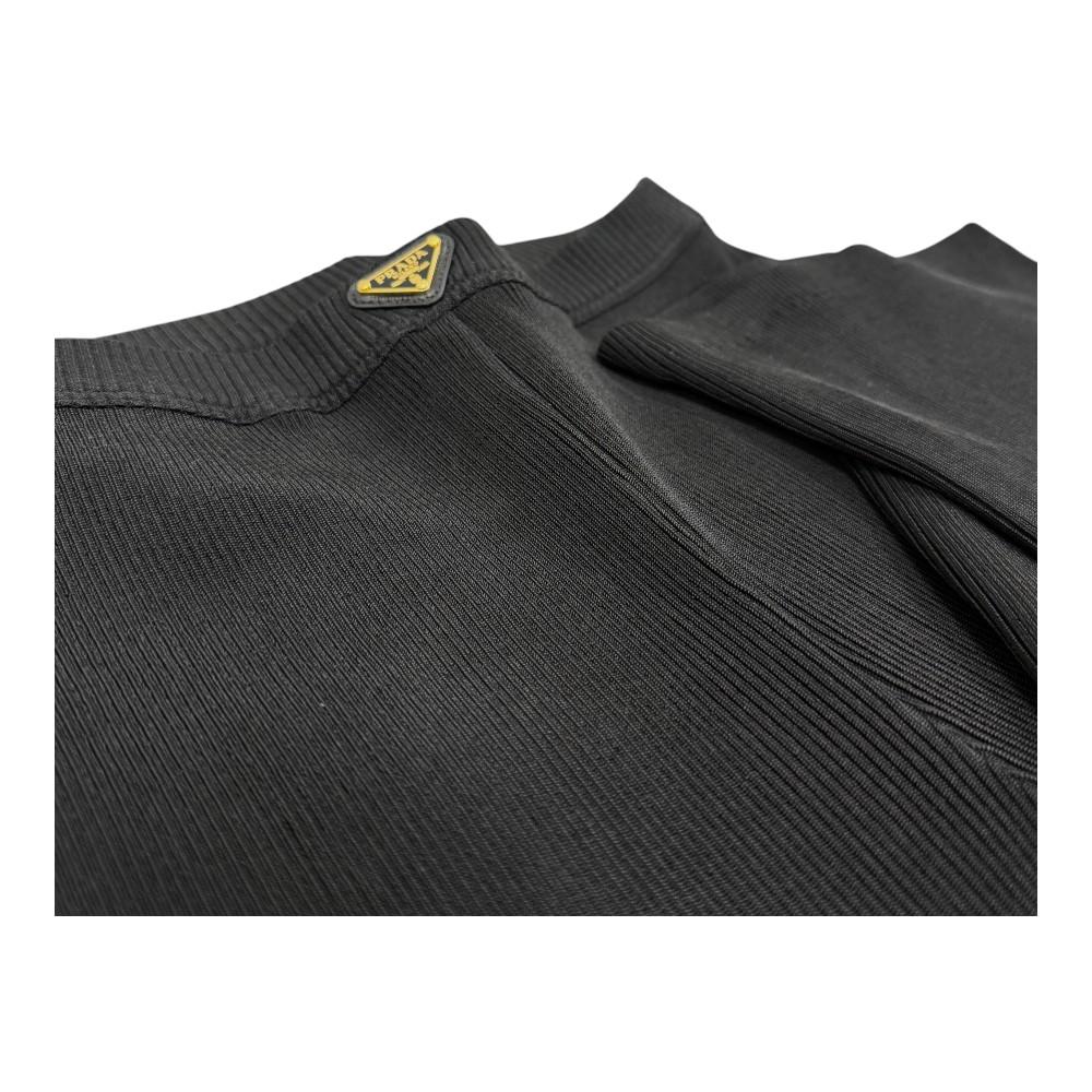 PRADA Women’s Metal Logo Black Leggings