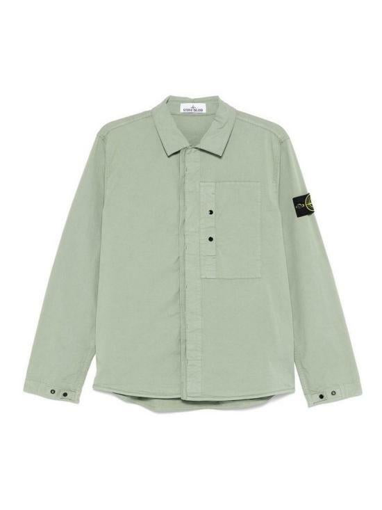 STONE ISLAND Supima Cotton Twill Stretch Overshirt Long Sleeve Shirt