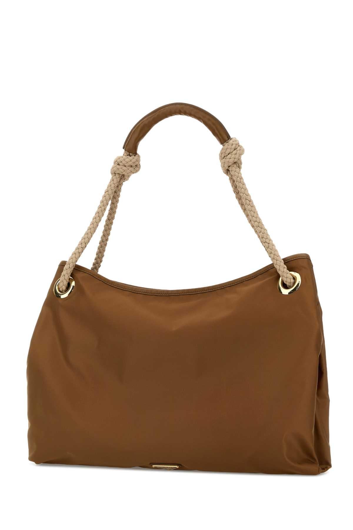 PRADA Leather Shoulder Bag Brown
