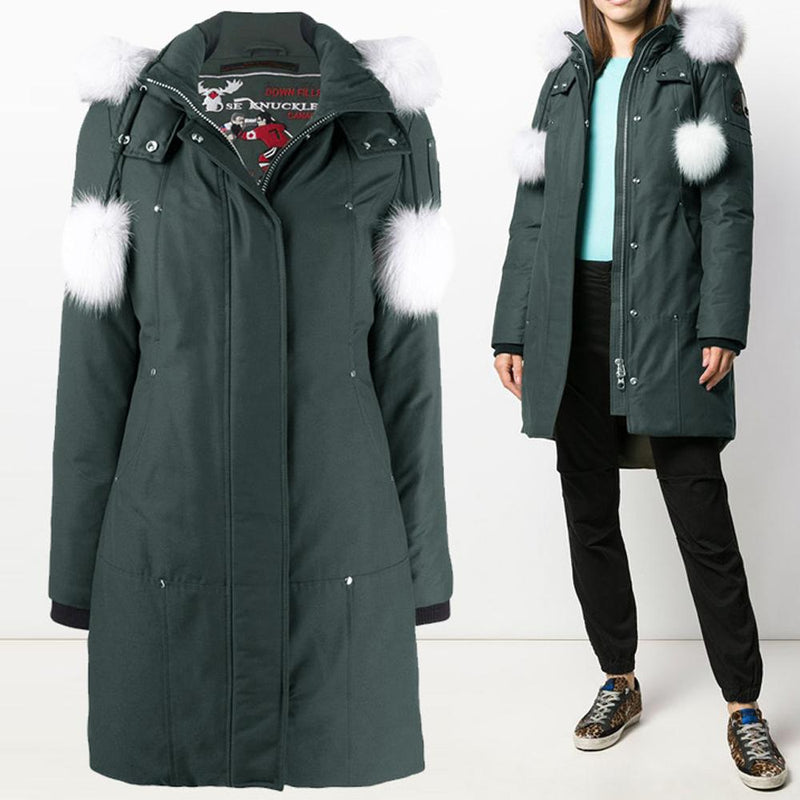 Moose Knuckles Stirling Down Parka with White Fur Trim