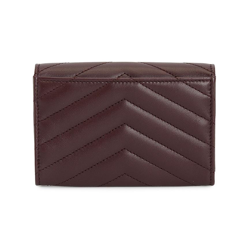 Saint Laurent Cassandra Leather Card Holder Wallet Red Unisex