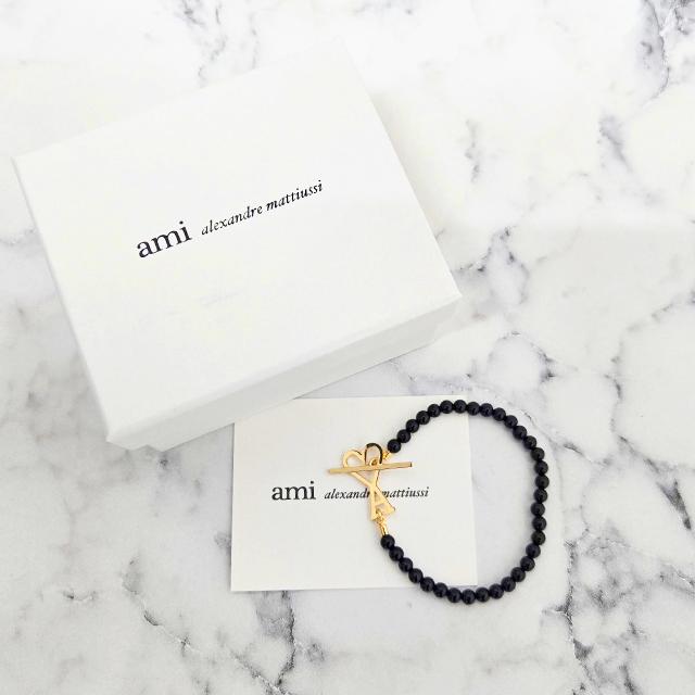 AMI Heart Logo Brass Summer Pearl Bracelet UJW457 HW0017 9022