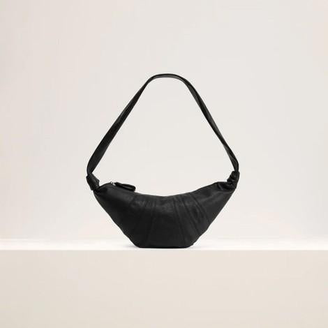 Lemaire Medium Croissant Bag Soft Grained Leather Black Crossbody
