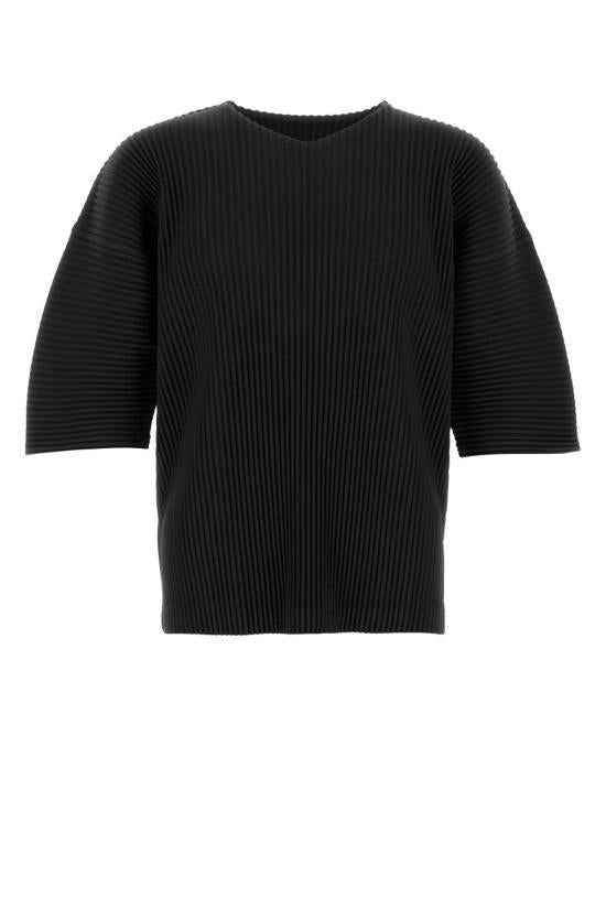 Issey Miyake Homme Plissé MC May Round Neck Short Sleeve Top Black