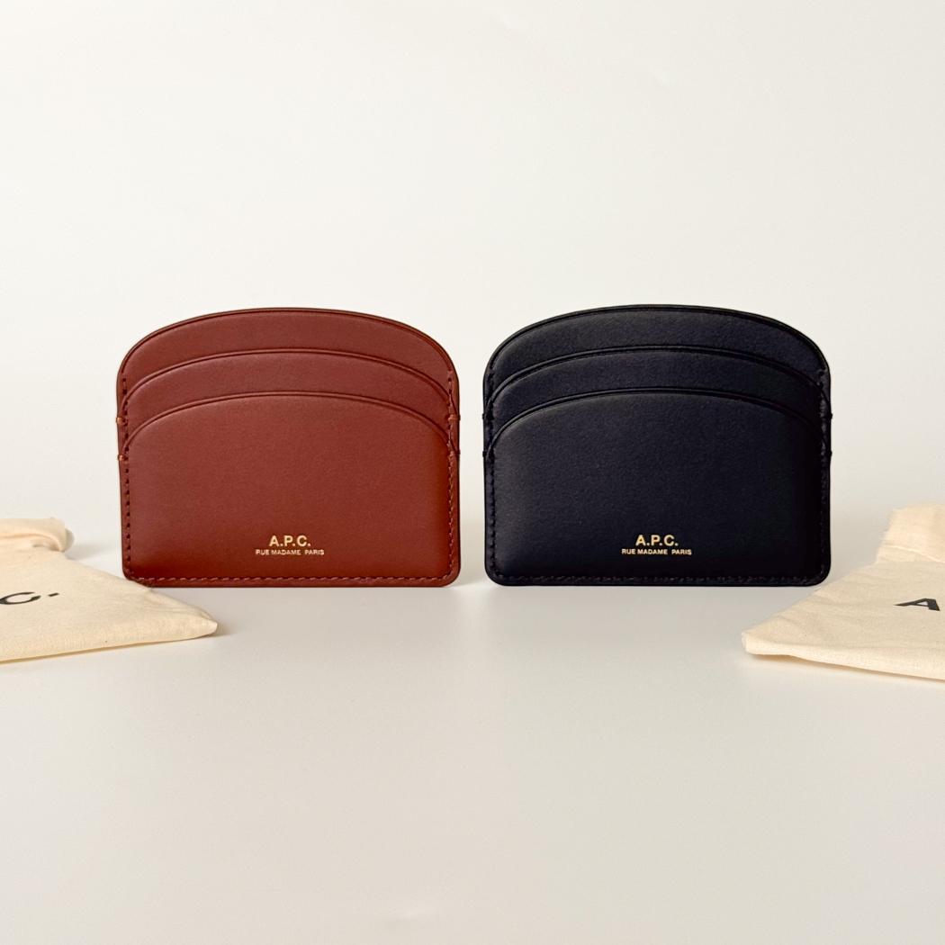 A.P.C. Demi-Lune Half Moon Black Leather Card Holder