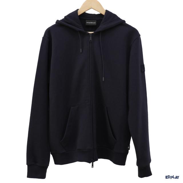 Emporio Armani Velvet Back London Spot Print Zip Hoodie Jacket Men