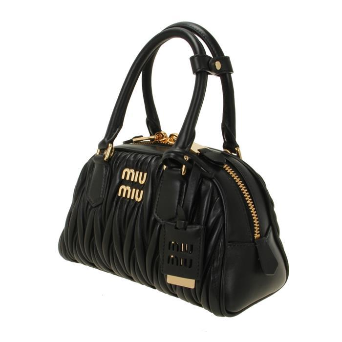 Miu Miu Arcadie Matelassé Nappa Leather Tote Bag Black