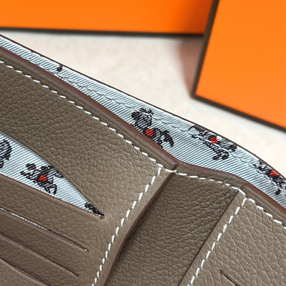 HERMES Citizen Twill Compact Wallet Evercolor Etoupe Horse Lining Bi-Fold