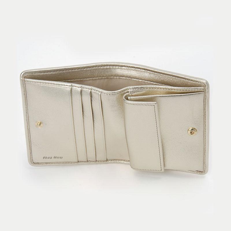 Miu Miu Matelassé Short Wallet Gold 5MV204 AFPP F0846