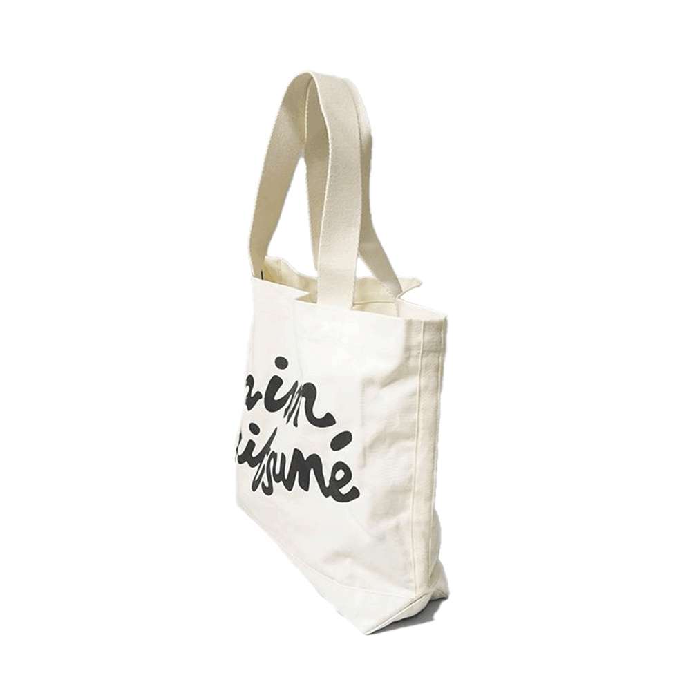 Maison Margiela Handwriting Print Eco Cotton Tote Bag Beige