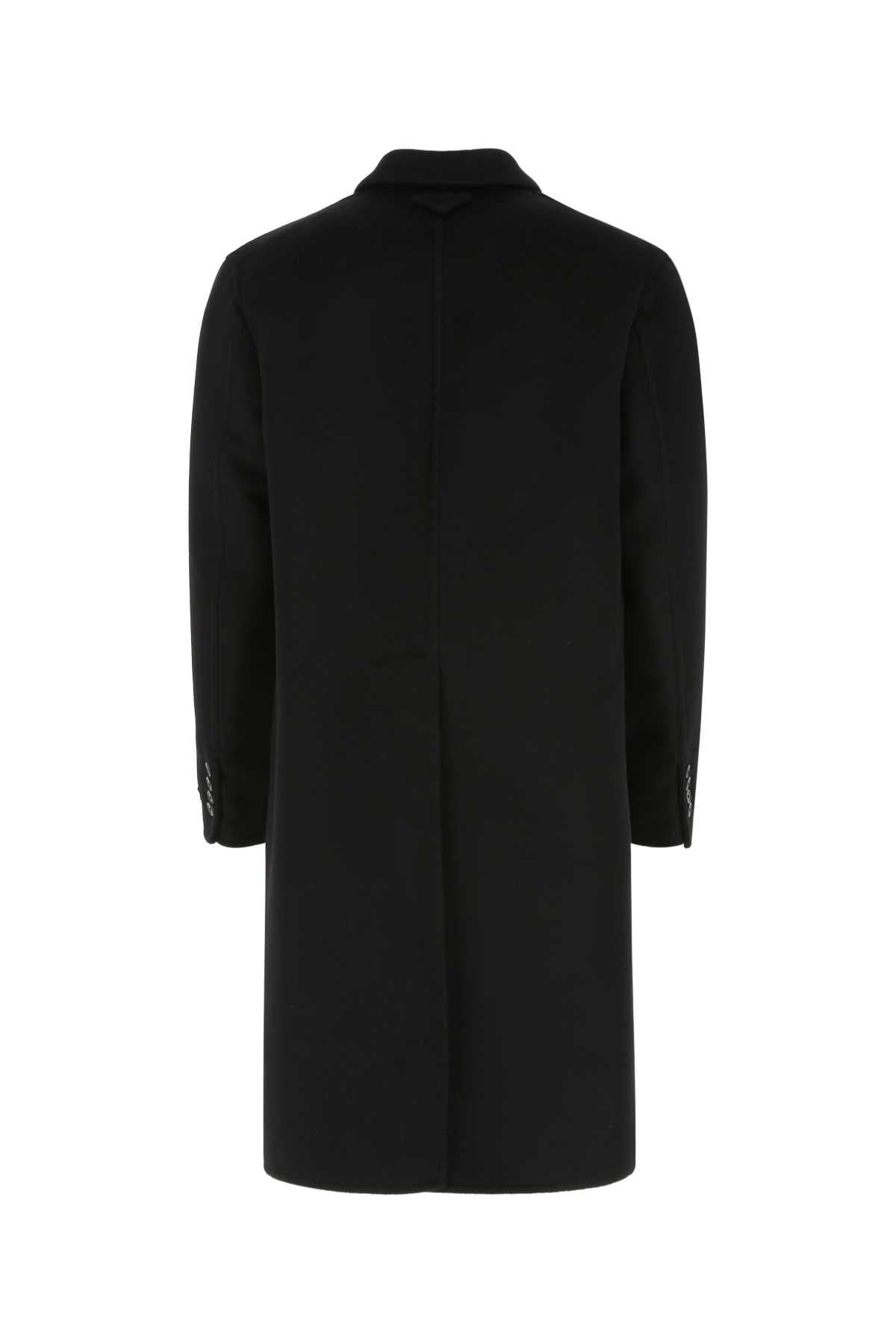 PRADA Black Wool Blend Long Coat