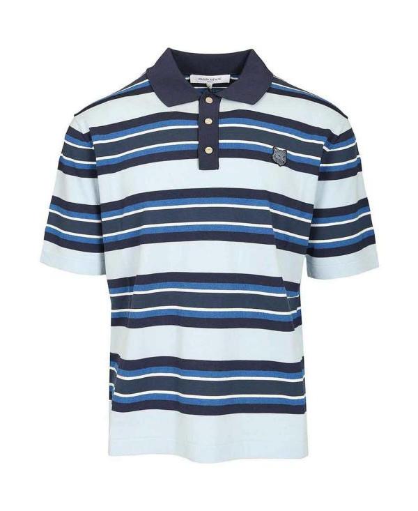 Maison Kitsune Bold Fox Head Patch Fine Gauge Striped T-Shir OM00201 KT1119 0285