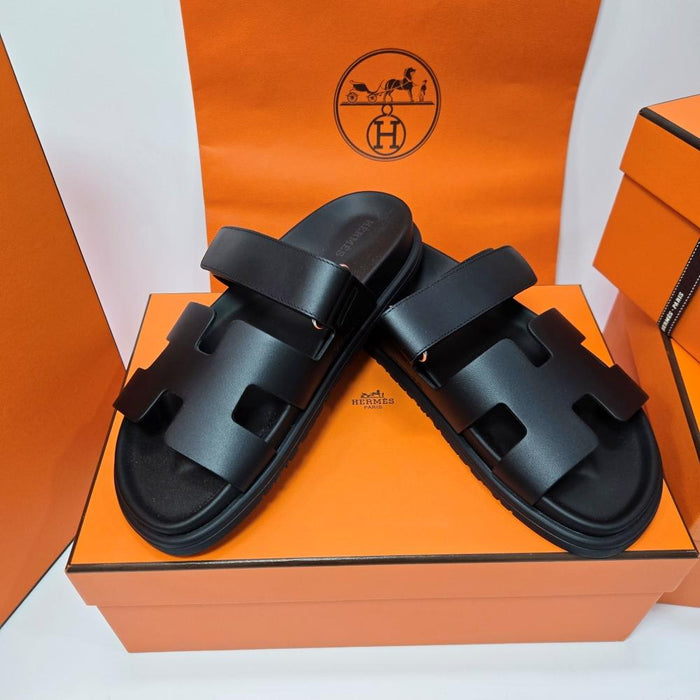 HERMES Women’s Chypre Sandals Black Noir Strap Sandals