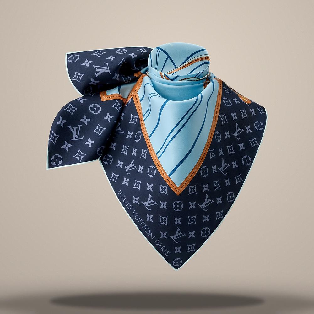 Louis Vuitton My Neverfull Square 90 Denim Blue Scarf