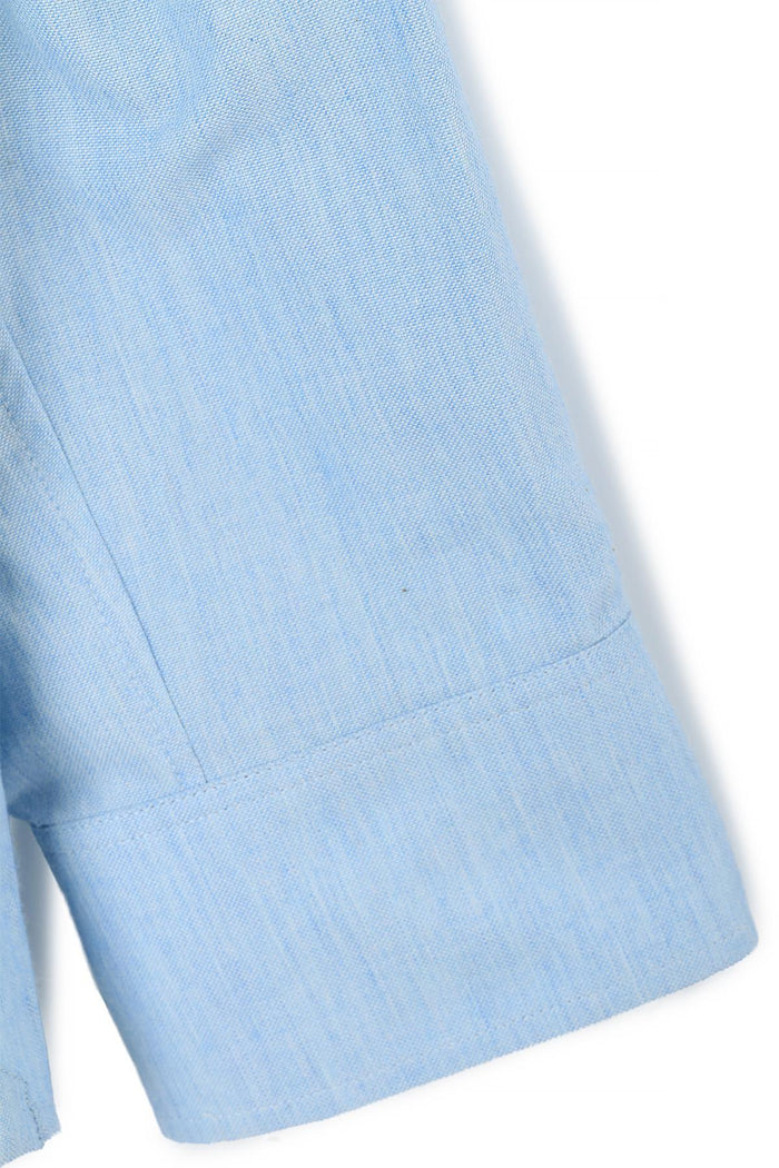 CELINE Chambray Cotton Relaxed Long Sleeve Shirt Blue Jeans